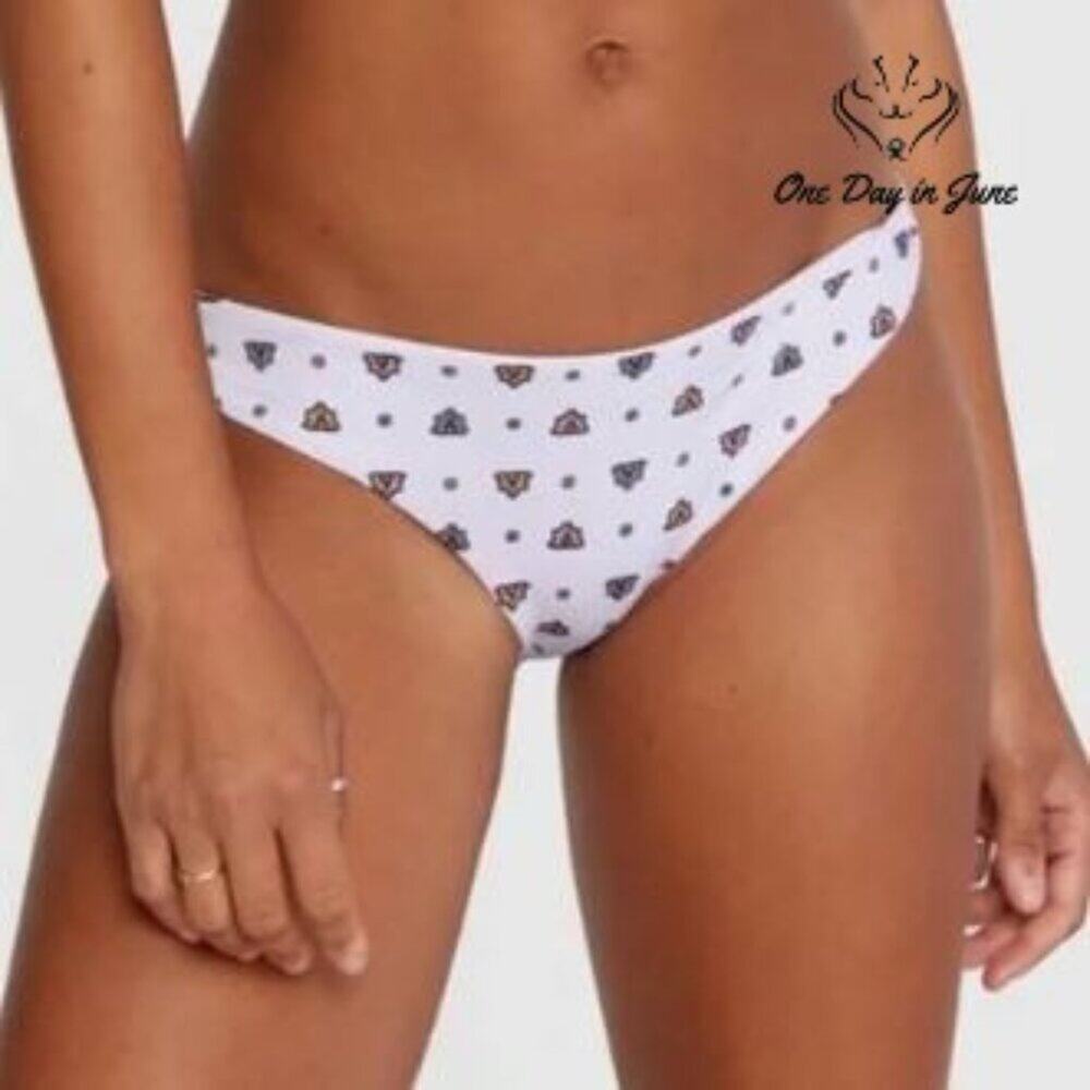 RVCA Foulard Cheeky Bikini Bottom Lavender Low Rise Print NWT Size L
